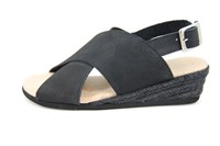 Wedge crossband sandals black in large sizes